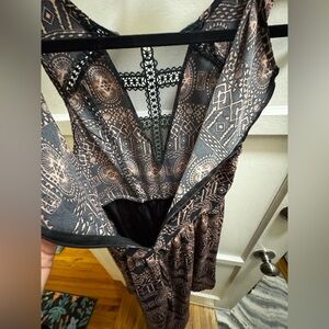 ASTR gorgeous Max longer gown. Mauve & black peckaboo lace - Medium